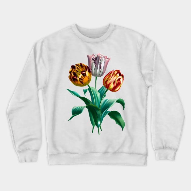 Colorful Vintage Watercolor Tulip Flowers Bouquet Crewneck Sweatshirt by CatyArte